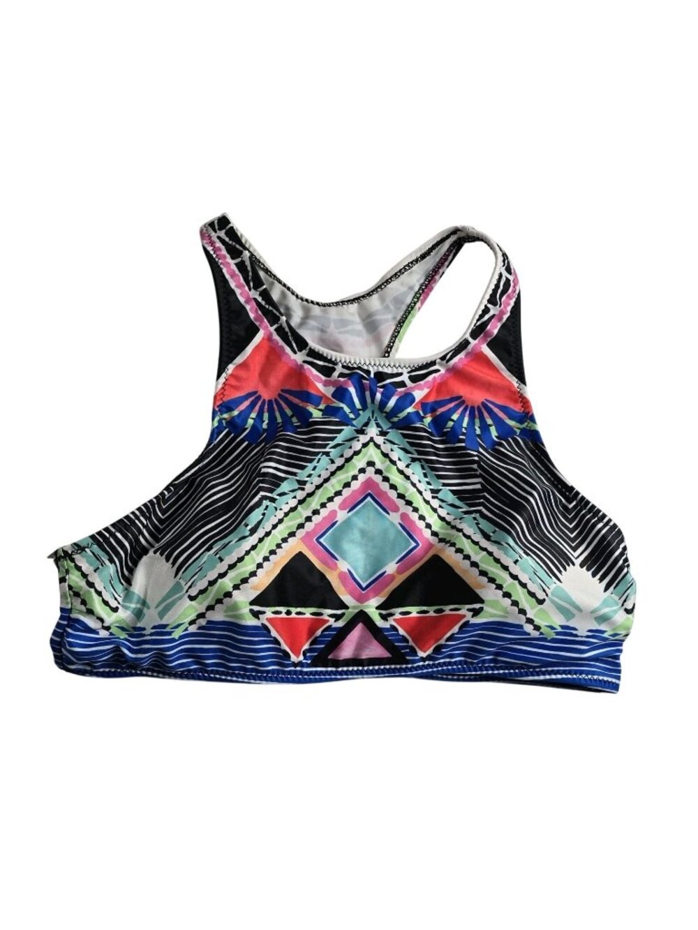 Aeropostale Sports Bra Colorful Geometric Racerback  - Large  - Multicolor